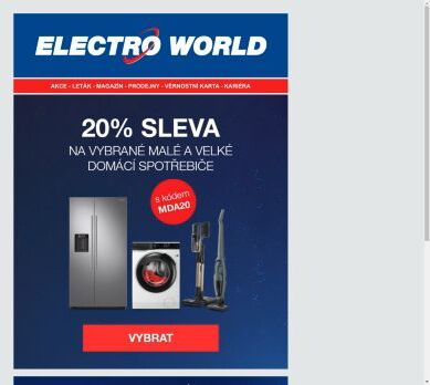 Sleva 20 % na vybrané malé a velké domácí spotřebiče