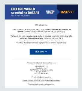 ELECTRO WORLD se mění na DATART