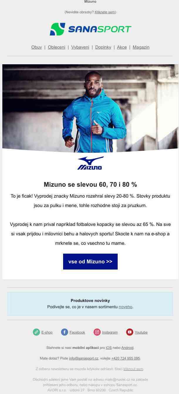 Mizuno za výprodejové ceny! Slevy 20-80 %