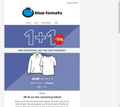 -50 % discount on the second product