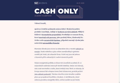 Cash Only: Green Deal je nákladný a zvedá ceny. Náhradní plán ale nemáme