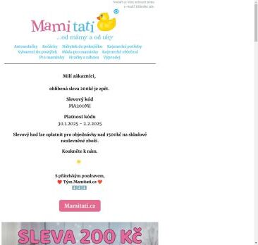 Oblíbená sleva 200kč je zpět v Mamitati.cz