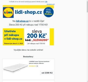 lidl-shop.cz | Ušetřete 200 Kč při nákupu na lidl-shop.cz s kódem „Sleva200“.