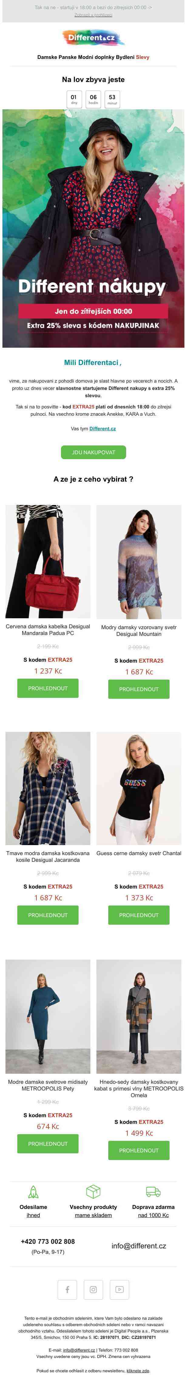 🏁 Už dnes: Different nákupy s extra 25% slevou 🏁