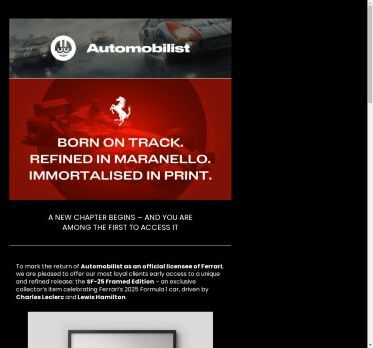 Automobilist and Ferrari present an Exclusive Framed
 Collector’s Edition