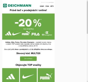 Ještě to stíháte! -20 % na Adidas, Nike, Puma, Fila & Champion 🤑