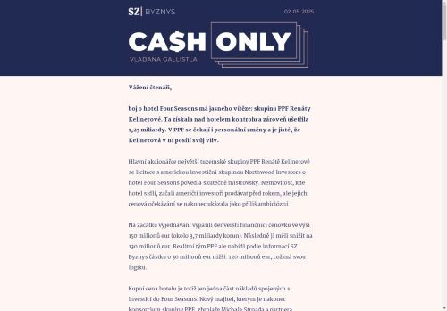 Cash Only: Kellnerová převezla americkou skupinu a bere PPF do svých rukou