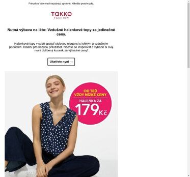 Trvale nízké ceny: Halenkové topy jen za 179 Kč