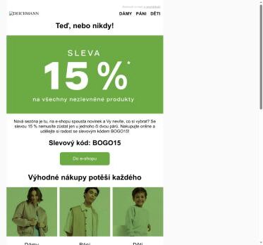 👉 -15 % na e-shopu & sleva na 2. pár v prodejnách