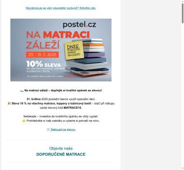 🛏️ Na matraci záleží – dopřejte si kvalitní spánek se slevou!