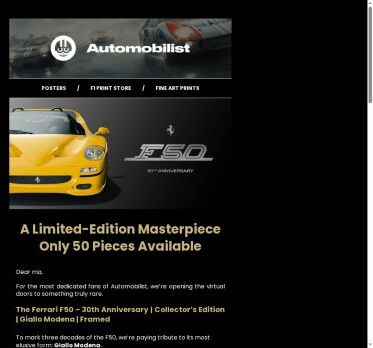 Exclusive Early Access: Only 50 Ferrari F50 Posters Available Now