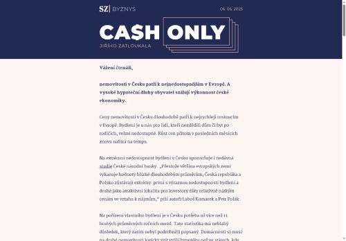 Cash Only: Přepálené ceny nemovitostí dusí českou ekonomiku