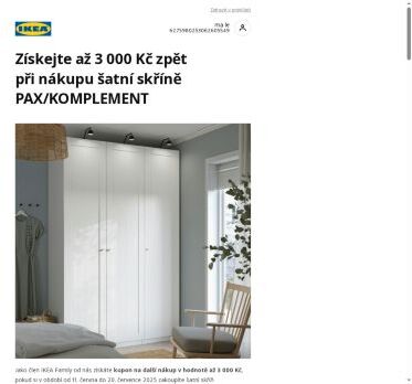 Získejte až 3000 Kč zpět při nákupu šatní skříně PAX/KOMPLEMENT