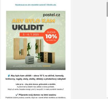 Aby bylo kam uklidit – sleva 10 % na skříně a komody!