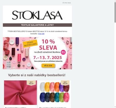 Už jen do neděle sleva 10 % na vybrané produkty
