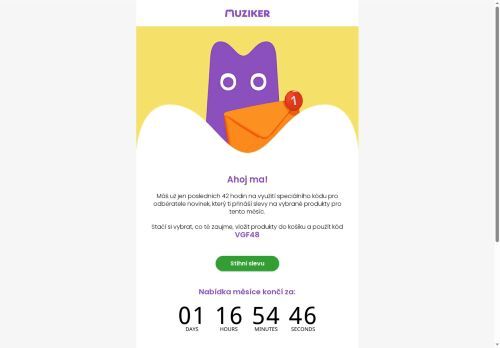 ⏳ Tvůj slevový kód platí už jen 42 hodin.