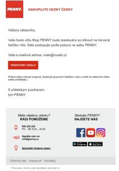Resetování hesla pro Moje PENNY