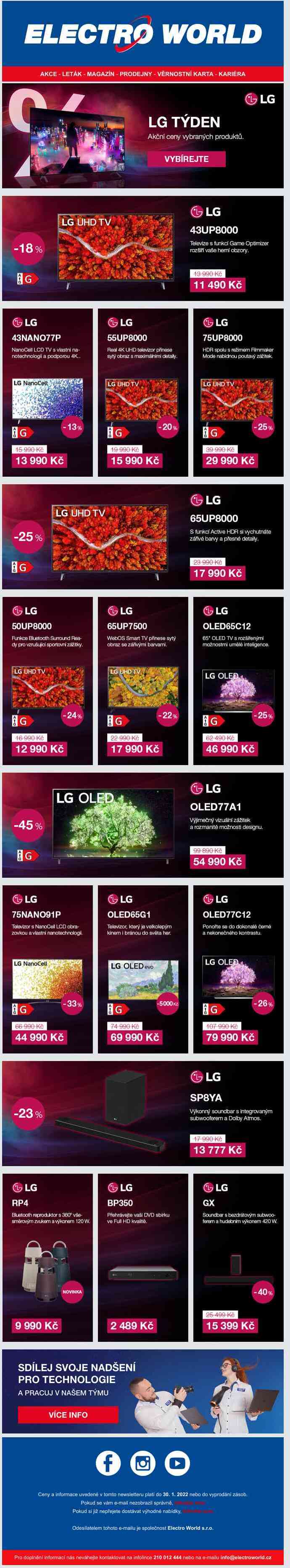 LG týden: akční ceny vybraných televizorů a audio produktů.