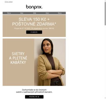 150 Kč jako dárek! A navíc poštovné zdarma!