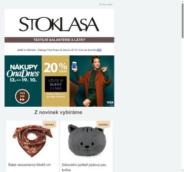 Už jen do neděle sleva 20 % na celý sortiment! 💙 Nákupy Ona Dnes