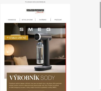 Objevte SMEG – výrobník sody pro domácí osvěžení.