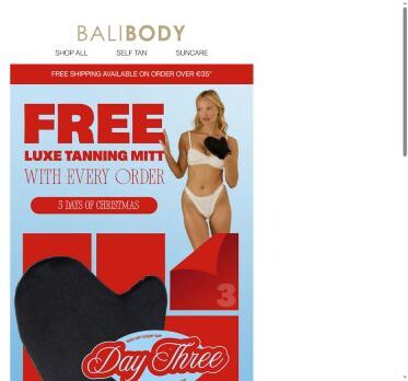 DAY 3 🎄 FREE Tanning Mitt with every order!