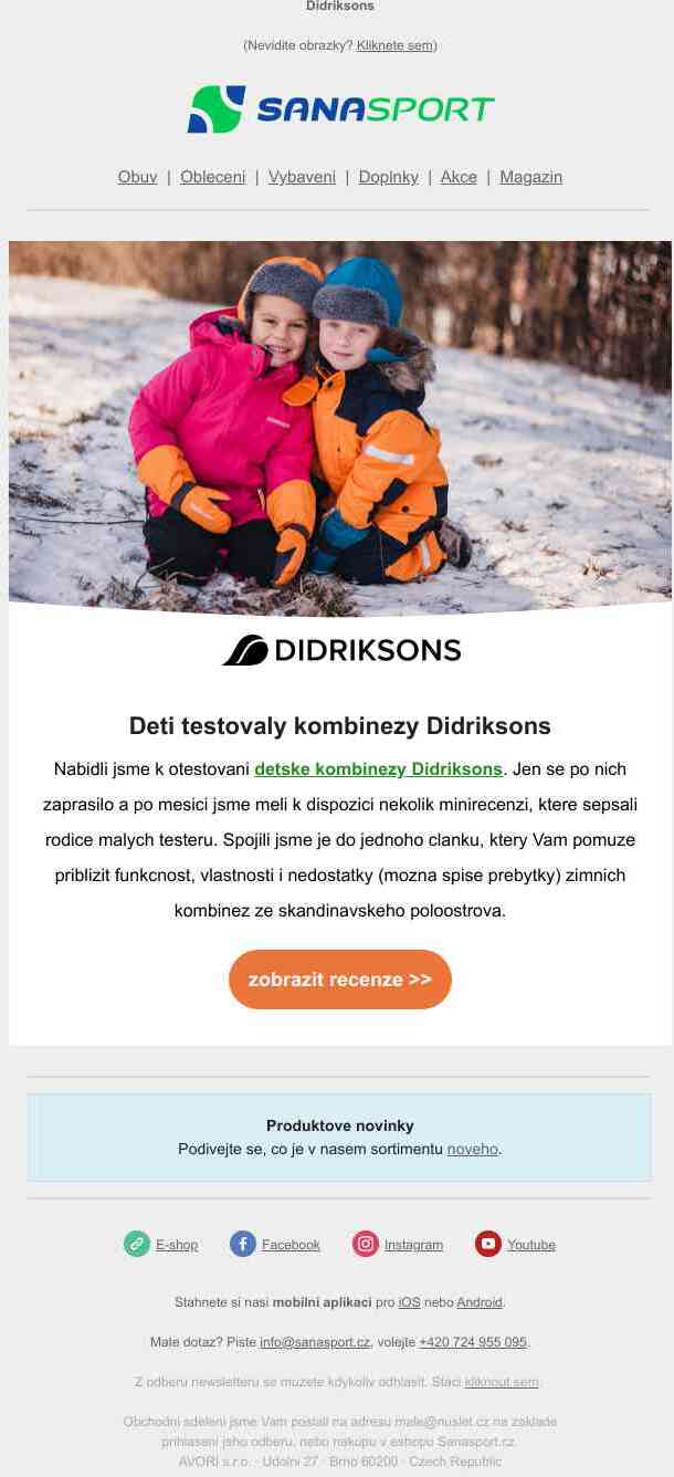 Rozeslali jsme na otestování dětské kombinézy