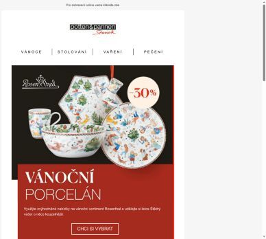 30% sleva na vánoční porcelán Rosenthal.