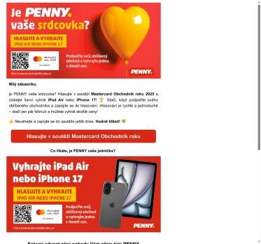 Vyhrajte iPhone 17 nebo iPad Air! 📱 Je PENNY vaše srdcovka?