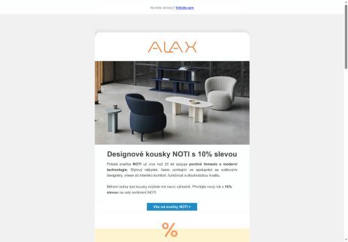 Leden se značkou NOTI: exkluzivně −10 % pouze pro členy ALAX Klubu
