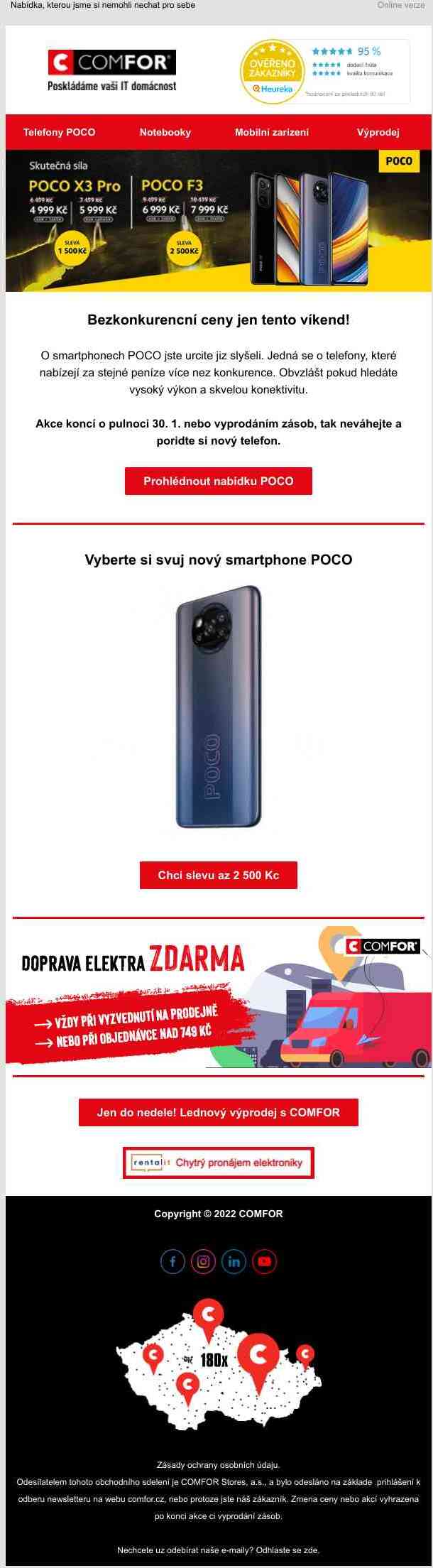 Stylové smartphony POCO se slevou až 2 500 Kč jen do neděle na comfor.cz