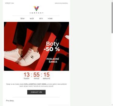 Až -50 % na obuv končí o půlnoci.