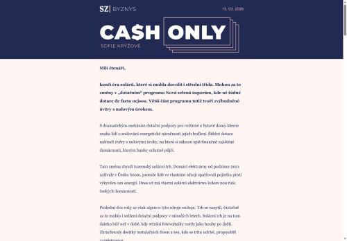 Cash Only: Končí éra levných solárů. Dotace už nejsou dotace