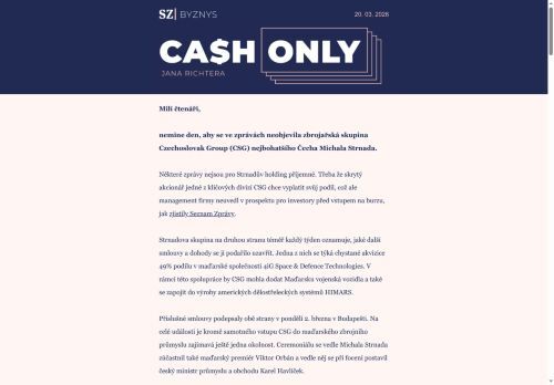 Cash Only: Jak se Michal Strnad potkal u Viktora Orbána s Karlem Havlíčkem