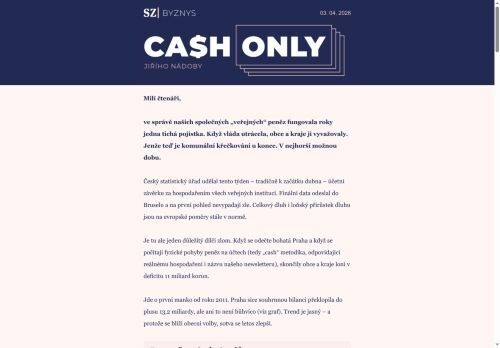 Cash Only: Česko zapíná další dluhový motor. I obce jdou do minusu