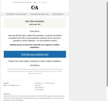 Ještě jeden klik: potvrďte prosím Vaši registraci k odběru newsletteru