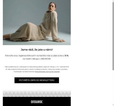 Potvrďte svou e-mailovou adresu a získejte slevu -15 % na své nákupy na ANSWEAR.cz
