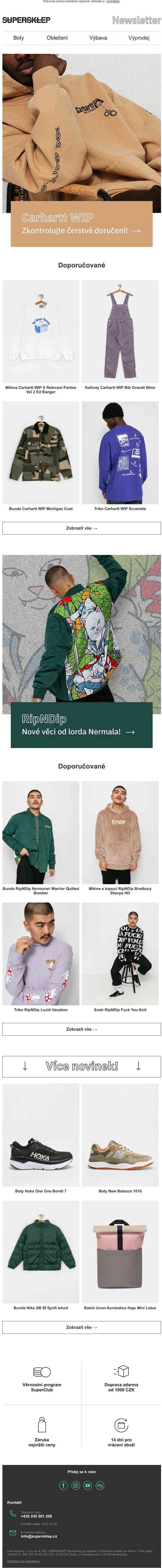 Podívejte se na čerstvé dodávky od Carhartt WIP a RipNDip!