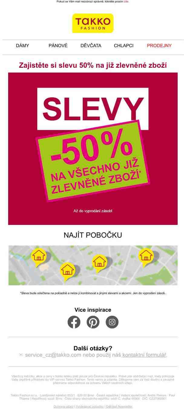 Nakupte zboží ve výprodeji a ušetřete 50%