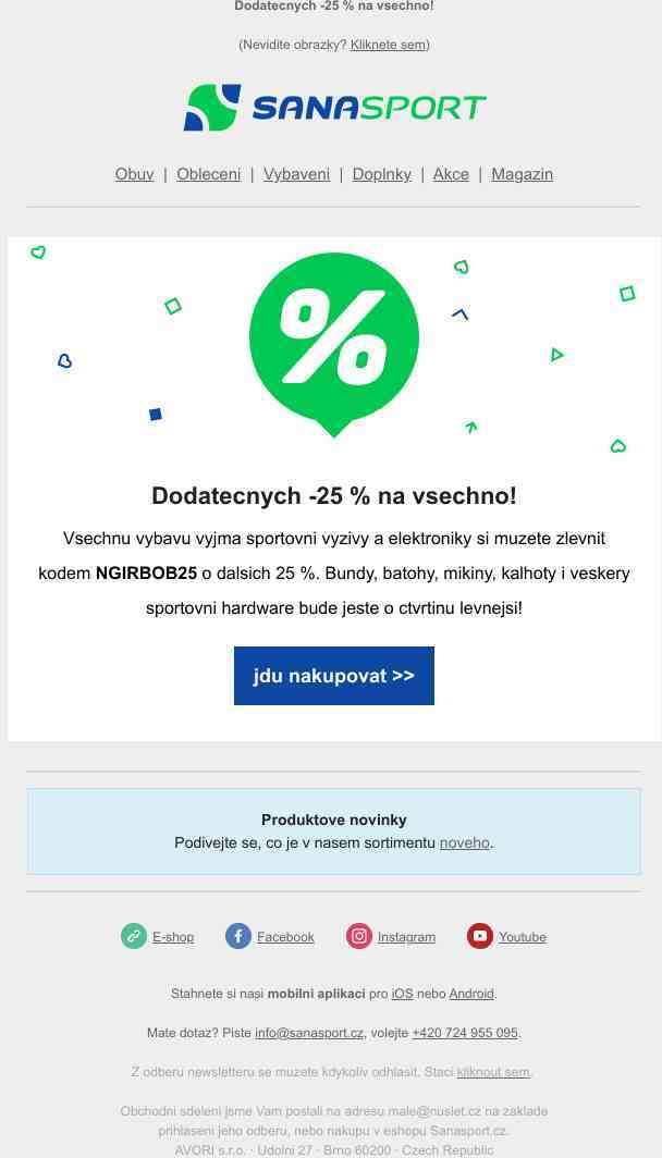 Zlevněte si vše o dalších 25 %