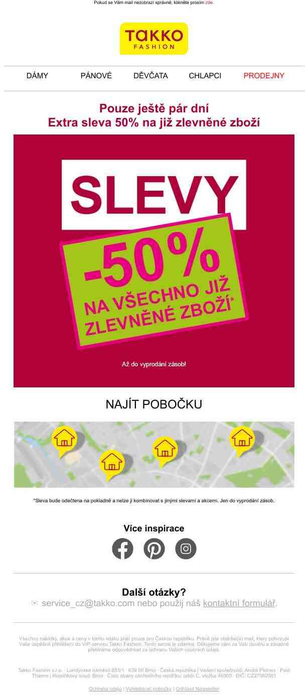 Pouze ještě pár dní: extra sleva 50% na již zlevněné zboží