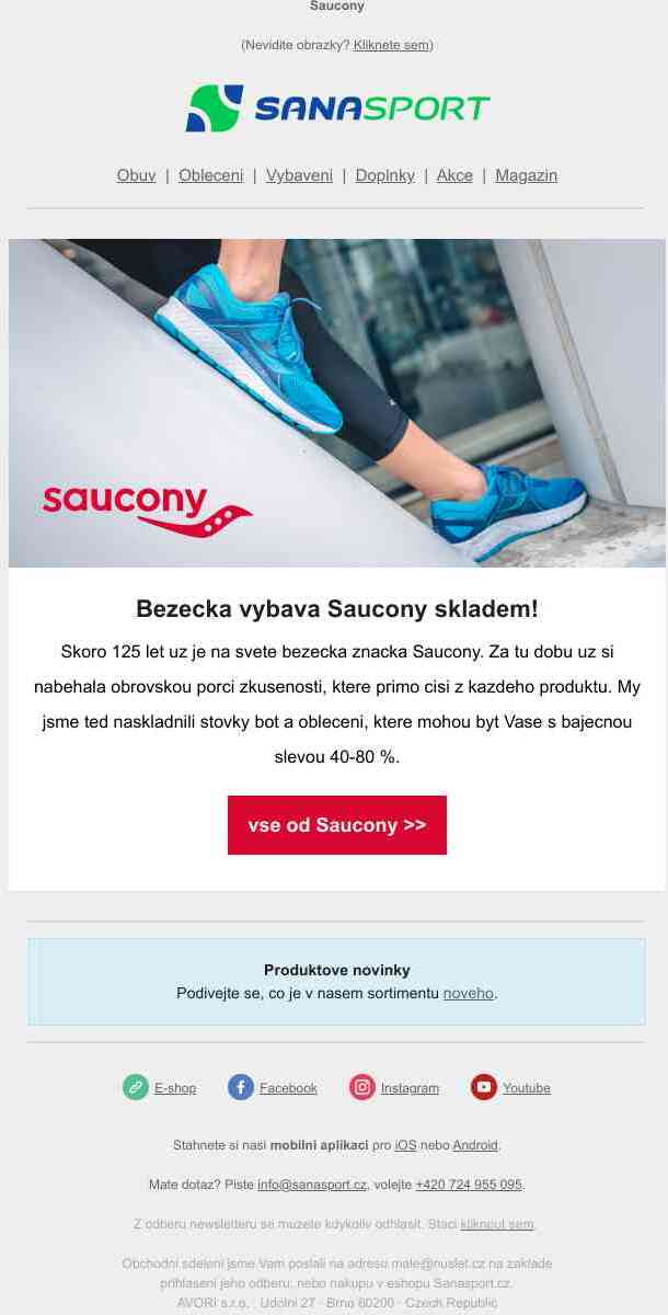 Máme stovky bot a oblečení Saucony -40-80 %