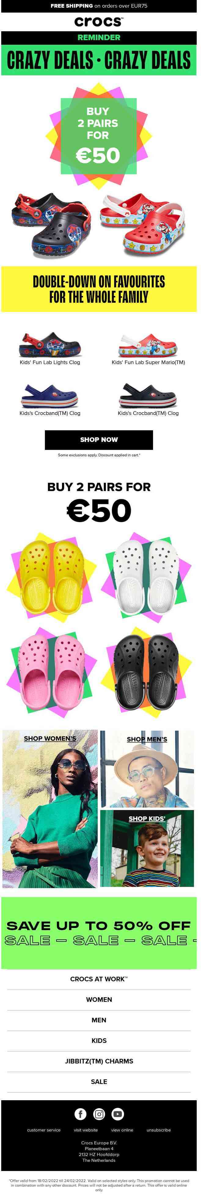 Reminder: 2 for €50 on select styles