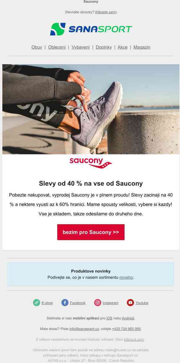 Vše od Saucony máme se slevou 40 % a více