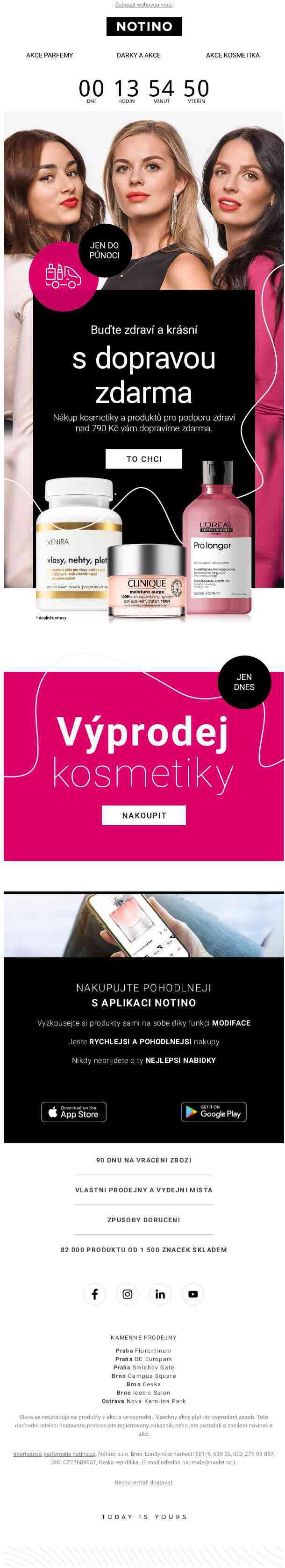 ⏲️ Chcete kosmetiku a vše pro zdraví s dopravou zdarma? Dnes to ještě stíháte! Stačí nakoupit nad 790 Kč