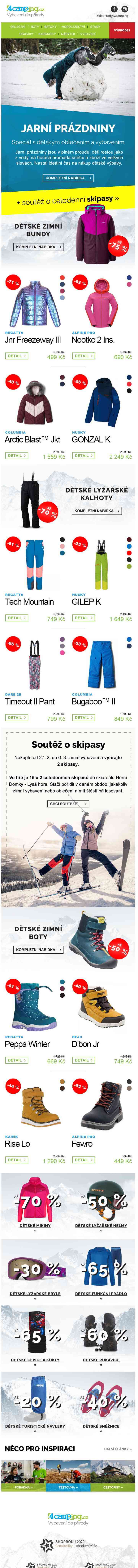 ➡ Jarní prázdniny -
 dětské zimní vybavení + soutěž o skipasy