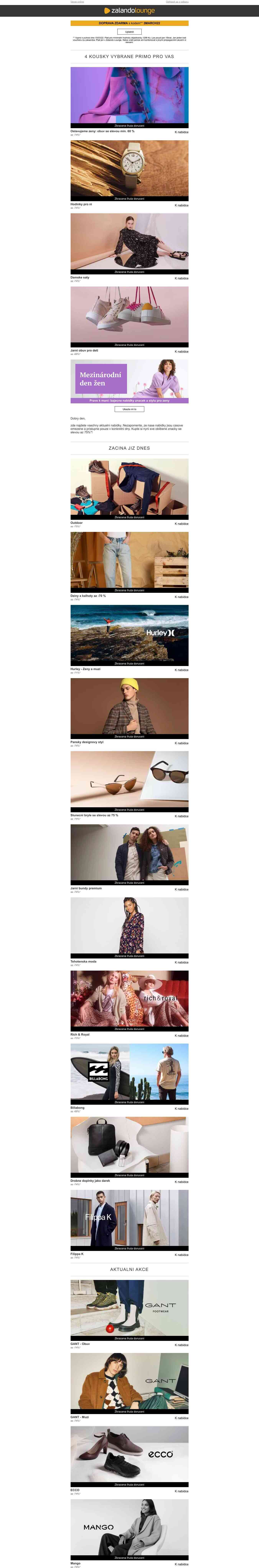 [DOPRAVA ZDARMA] Nabídky od Hurley, Rich & Royal, Billabong a k MDŽ