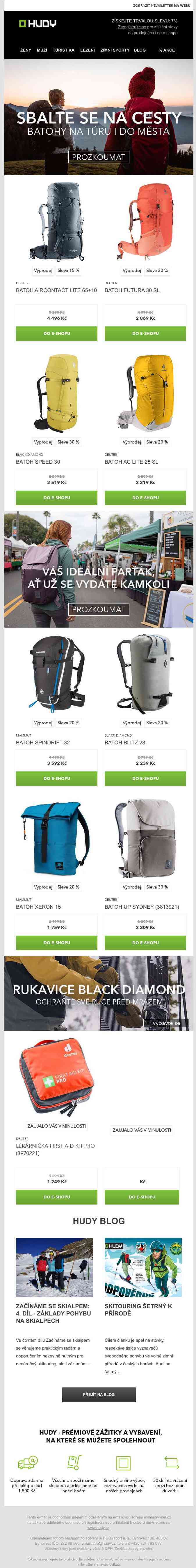 Až -30 % na batohy Deuter, Mammut, Black Diamond a další! Sbalte se na vaše nová dobrodružství!