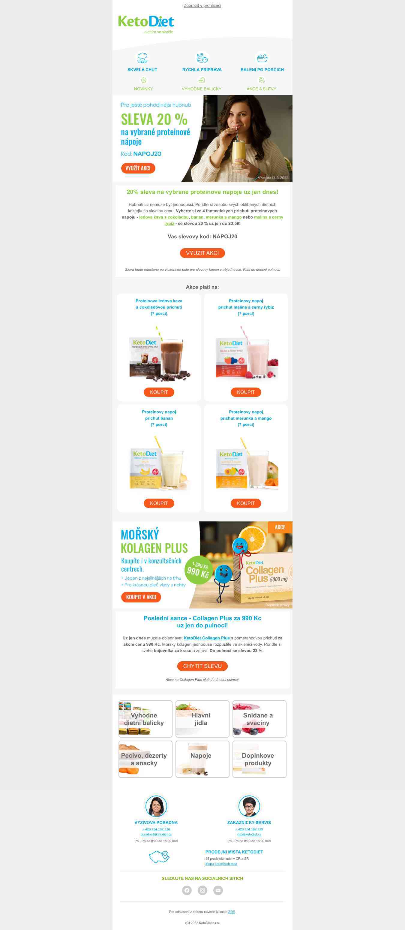 Už jen dnes! -20 % na proteinové nápoje a Collagen Plus za 990 Kč.