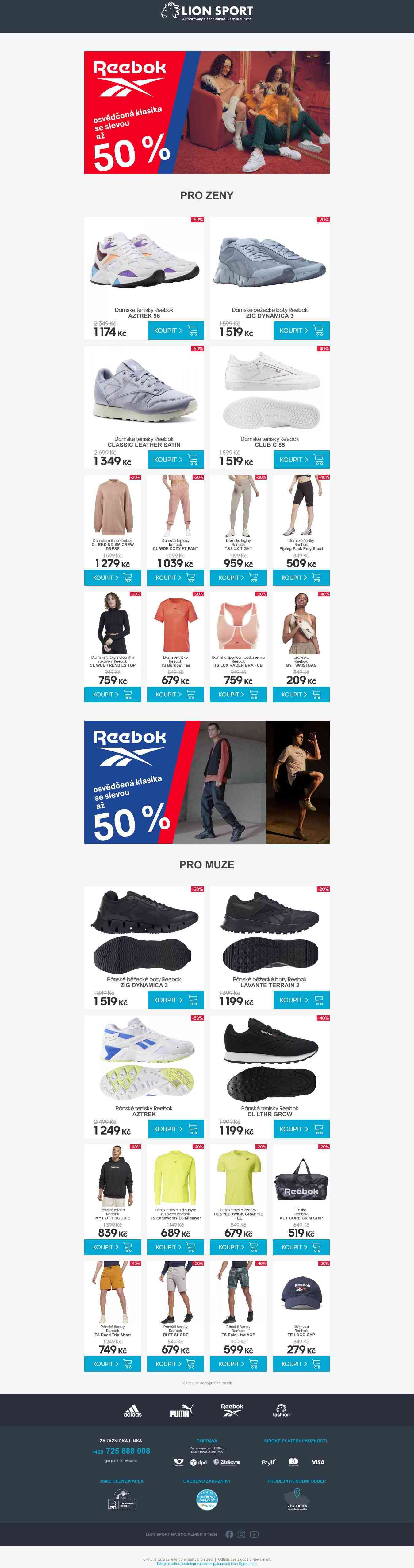 Reebok - osvědčená klasika se slevou až 50 %